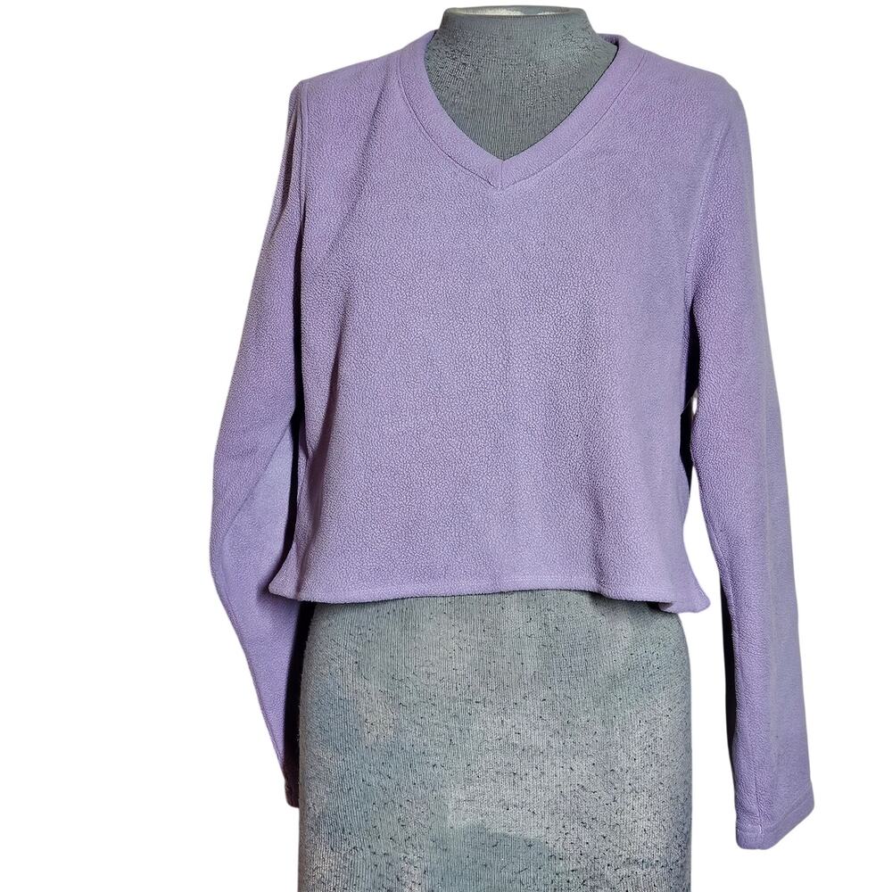 L L Bean Purple Crop Fleece Pullover Size Medium